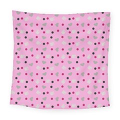 Pink Milk Hearts Square Tapestry (large)