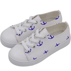 Royal Anchors On White Kids  Low Top Canvas Sneakers by snowwhitegirl