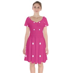 Small Pink Dot Short Sleeve Bardot Dress by snowwhitegirl