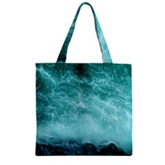 Green Ocean Splash Zipper Grocery Tote Bag by snowwhitegirl