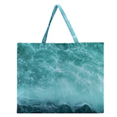 Green Ocean Splash Zipper Large Tote Bag by snowwhitegirl