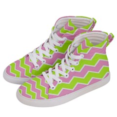Zigzag Chevron Pattern Green Pink Women s Hi-top Skate Sneakers by snowwhitegirl