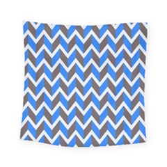 Zigzag Chevron Pattern Blue Grey Square Tapestry (small) by snowwhitegirl