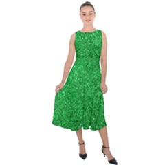 Green Glitter Midi Tie-back Chiffon Dress by snowwhitegirl