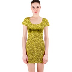 Gold  Glitter Short Sleeve Bodycon Dress by snowwhitegirl