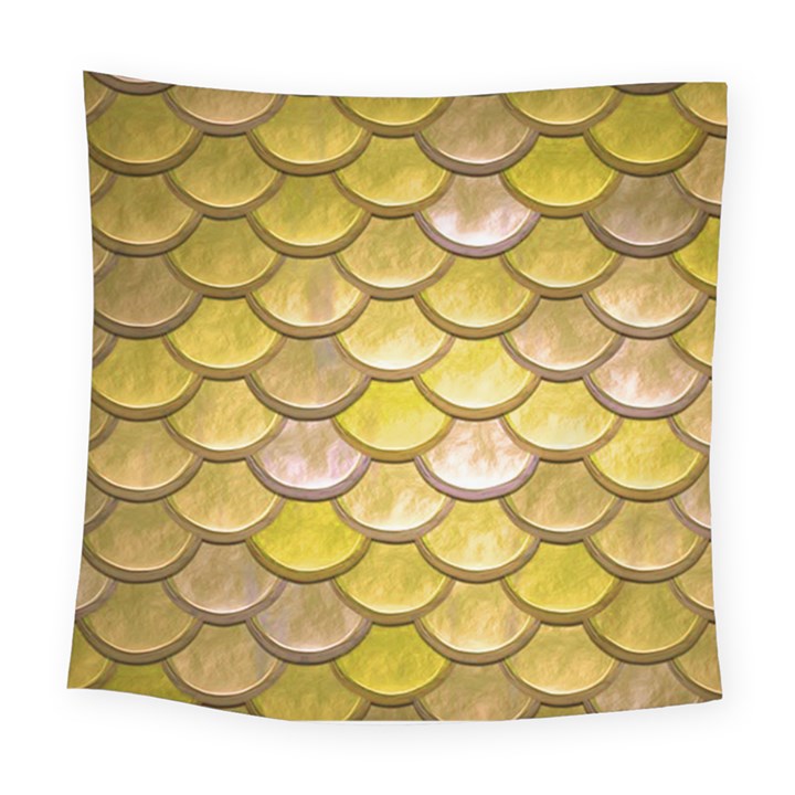 Yellow  Mermaid Scale Square Tapestry (Large)