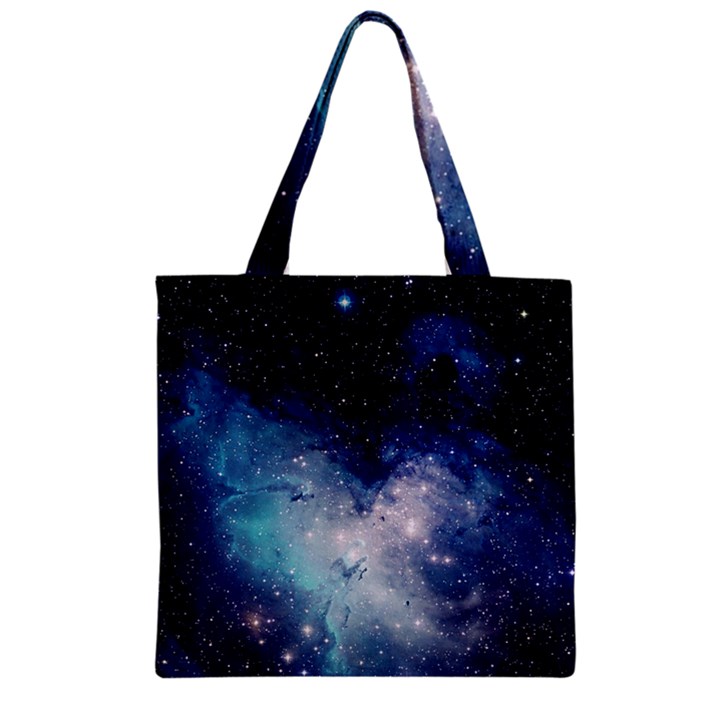 Nebula Blue Zipper Grocery Tote Bag