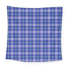 Blue Teal Plaid Square Tapestry (large)