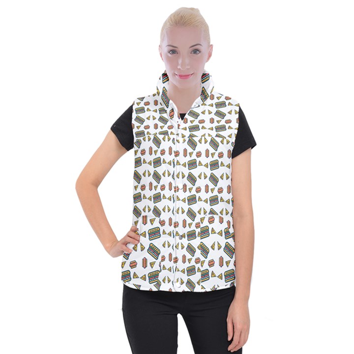 Fast Food White Women s Button Up Vest