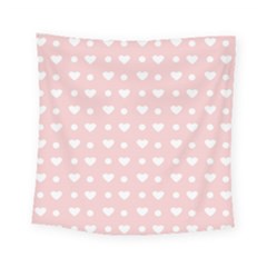 Hearts Dots Pink Square Tapestry (small) by snowwhitegirl