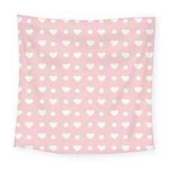 Hearts Dots Pink Square Tapestry (large)