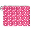 Hearts And Star Dot Pink Canvas Cosmetic Bag (XXL) View1