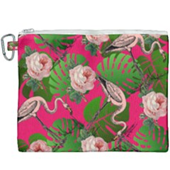 Flamingo Floral Pink Canvas Cosmetic Bag (xxxl) by snowwhitegirl