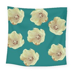 Teal Tulips Square Tapestry (large)