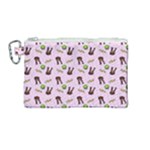 School Girl Pattern Pink Canvas Cosmetic Bag (Medium)