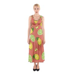 Lemons And Limes Peach Sleeveless Maxi Dress by snowwhitegirl