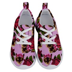 Lazy Cat Floral Pattern Pink Running Shoes by snowwhitegirl