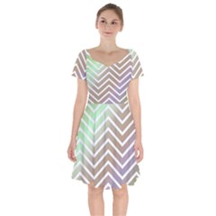 Ombre Zigzag 03 Short Sleeve Bardot Dress by snowwhitegirl