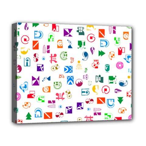 Colorful Abstract Symbols Deluxe Canvas 20  X 16  (stretched) by FunnyCow