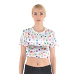 Colorful Abstract Symbols Cotton Crop Top