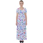 Colorful Abstract Symbols High Waist Short Sleeve Maxi Dress