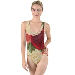 Flowers 1776429 1920 High Leg Strappy Swimsuit by vintage2030