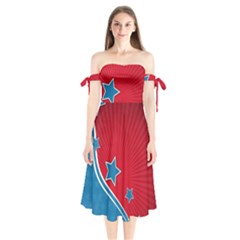 Abstract American Flag Shoulder Tie Bardot Midi Dress by lwdstudio