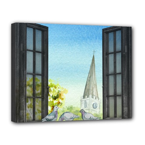 Town 1660455 1920 Canvas 14  X 11  (stretched) by vintage2030