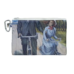 Couple On Bicycle Canvas Cosmetic Bag (large) by vintage2030
