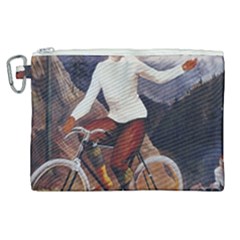 Woman On Bicycle Canvas Cosmetic Bag (xl) by vintage2030