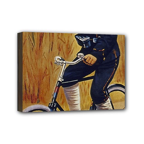 Policeman On Bicycle Mini Canvas 7  X 5  (stretched) by vintage2030