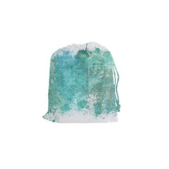 Splash Teal Drawstring Pouch (small) by vintage2030