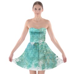 Splash Teal Strapless Bra Top Dress by vintage2030
