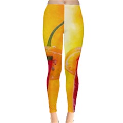 Three Red Chili Peppers Leggings  by FunnyCow