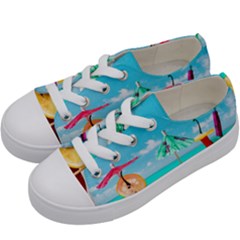 Red Chili Peppers On The Beach Kids  Low Top Canvas Sneakers by FunnyCow