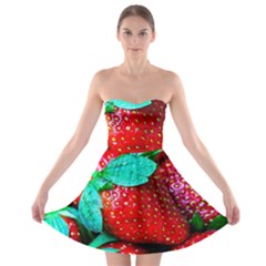 Red Strawberries Strapless Bra Top Dress by FunnyCow