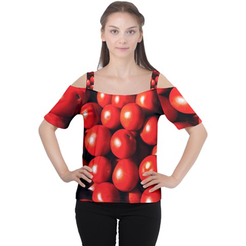 Pile Of Red Tomatoes Cutout Shoulder Tee by FunnyCow