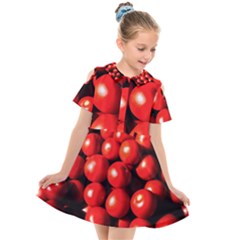 Pile Of Red Tomatoes Kids  Short Sleeve Shirt Dress by FunnyCow