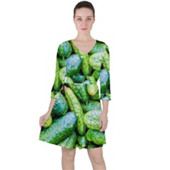 Pile Of Green Cucumbers Ruffle Dress by FunnyCow