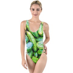Pile Of Green Cucumbers High Leg Strappy Swimsuit by FunnyCow