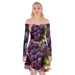 Red And Green Grapes Off Shoulder Skater Dress by FunnyCow