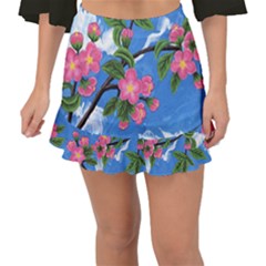 Cherry Blossoms Fishtail Mini Chiffon Skirt by lwdstudio