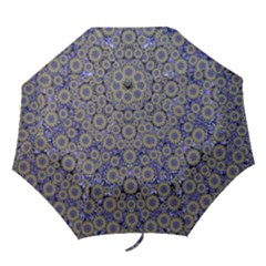 Blue Small Wonderful Floral In Mandalas Folding Umbrellas by pepitasart