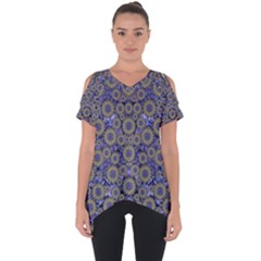 Blue Small Wonderful Floral In Mandalas Cut Out Side Drop Tee by pepitasart