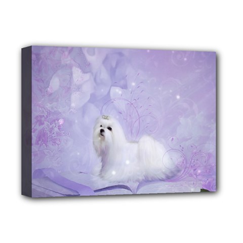 Cute Little Maltese, Soft Colors Deluxe Canvas 16  X 12  (stretched)  by FantasyWorld7