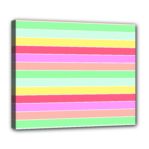 Pastel Rainbow Sorbet Horizontal Deck Chair Stripes Deluxe Canvas 24  X 20  (stretched) by PodArtist