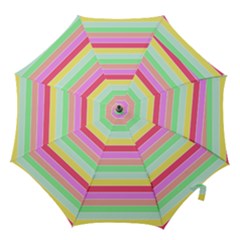 Pastel Rainbow Sorbet Horizontal Deck Chair Stripes Hook Handle Umbrellas (large) by PodArtist