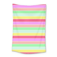 Pastel Rainbow Sorbet Horizontal Deck Chair Stripes Small Tapestry by PodArtist
