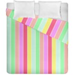 Pastel Rainbow Sorbet Deck Chair Stripes Duvet Cover Double Side (California King Size)