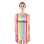 Pastel Rainbow Sorbet Deck Chair Stripes Shoulder Cutout One Piece Dress